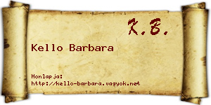 Kello Barbara névjegykártya